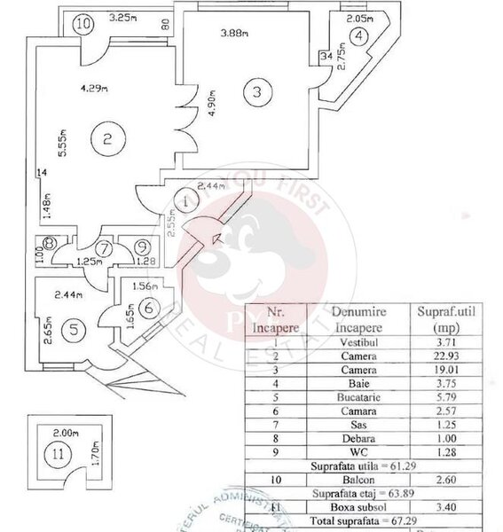 Ultracentral Unirii  Apartament 2 camere  62mp  decomandat | B8432